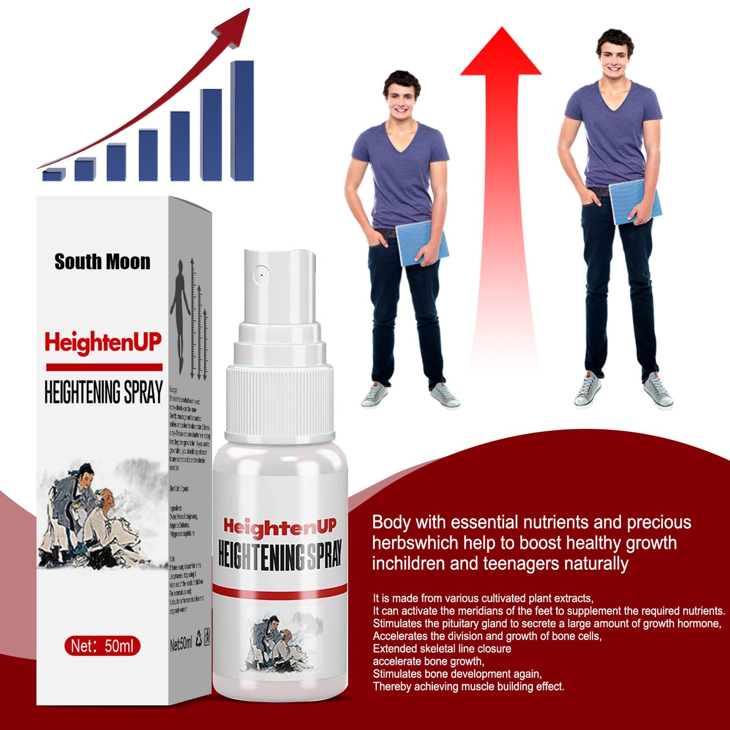 South Moon Height Growth Spray with Foot Massage Liquid