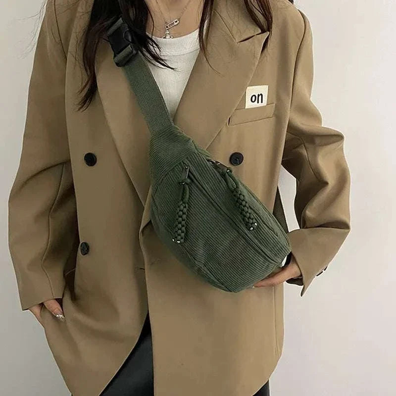 Casual corduroy belt bags for women fashion in various colors