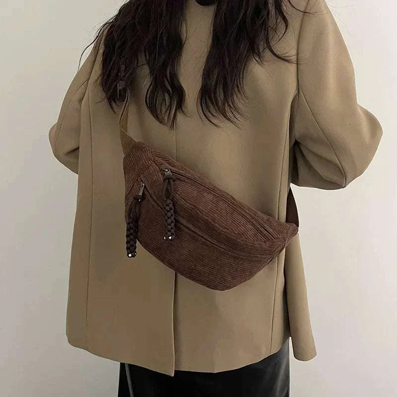 Corduroy Crescent Crossbody Bag