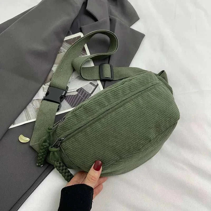 Corduroy Crescent Crossbody Bag