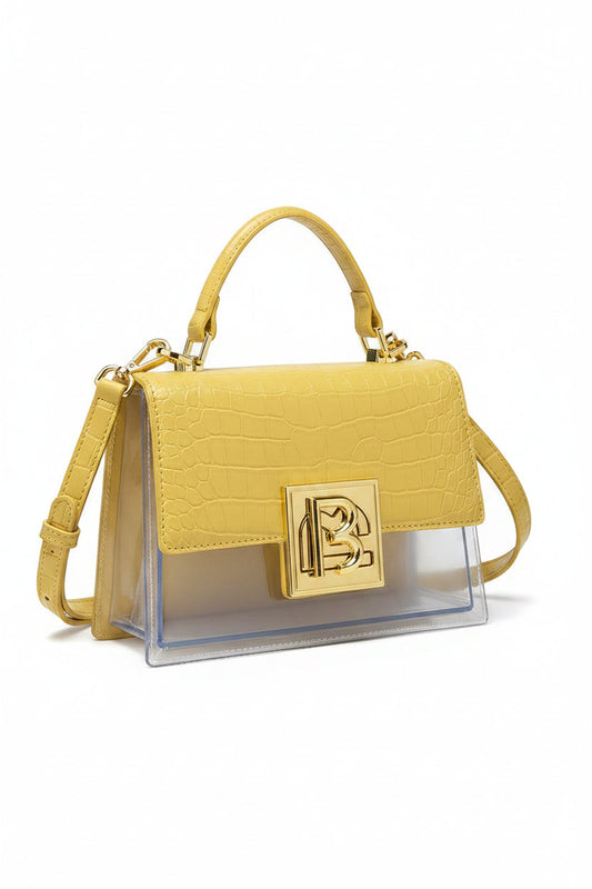 Women’s yellow structured crossbody bag