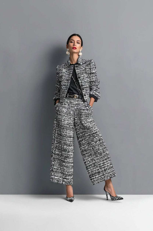 Tailored cropped blazer with wide-leg trousers two-piece set for modern polished styling