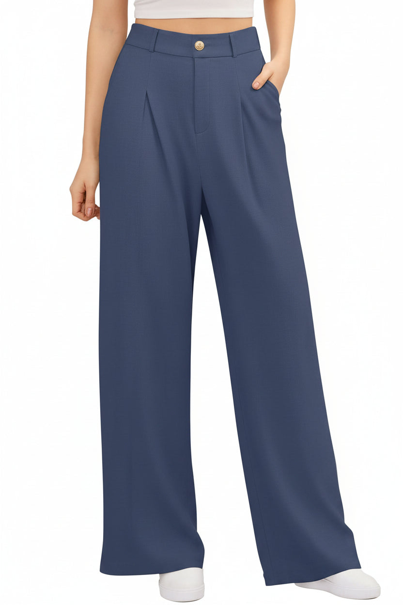 Women’s sapphire blue high-rise wide-leg pants