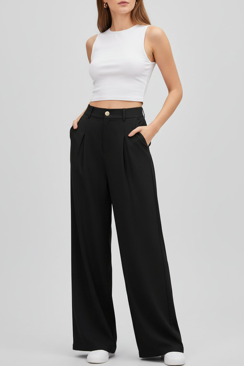 Women’s black high-rise wide-leg pants