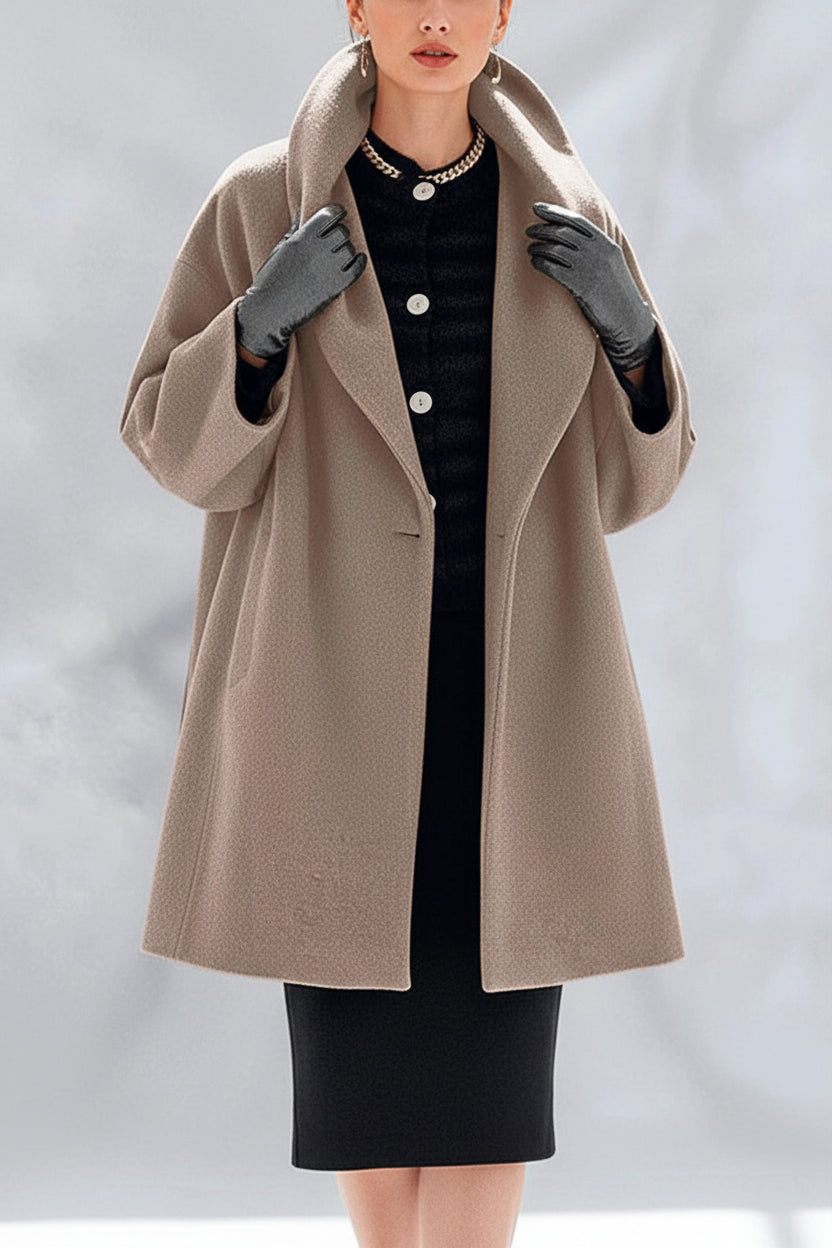 Women’s relaxed knit coat in camel