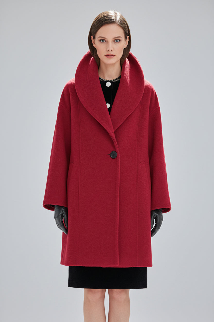 Women’s relaxed knit coat in red